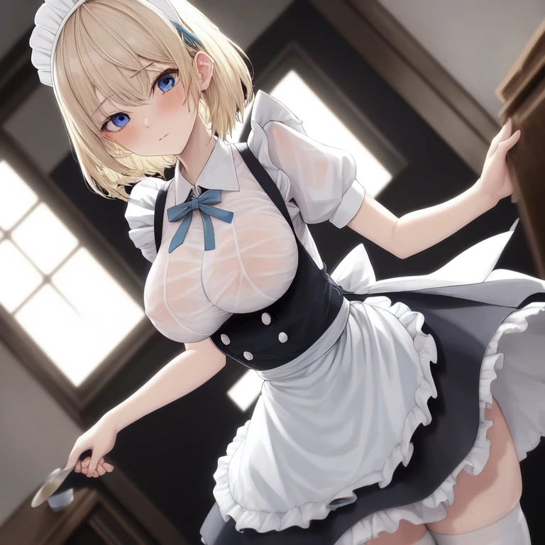 [Holara] Rambut pendek Rambut bergelombang Gaya anime Malu Puting R18 Karya masterpiece Celemek pembantu Tembus pandang [Ilustrasi]